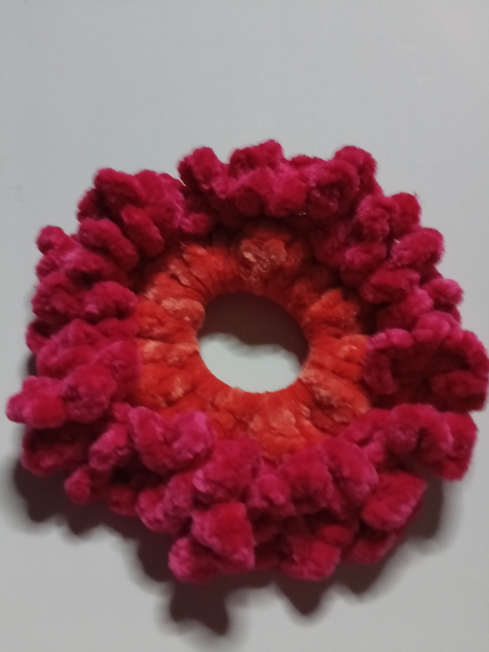 Plush Chunky Knit Pink-Red Hair Scrunchie